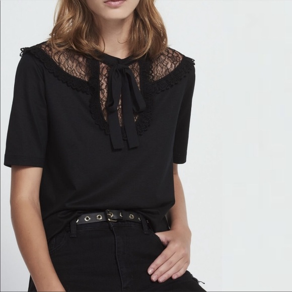 Sandro Tops - Sandro Paris Lace Tie Front Blouse